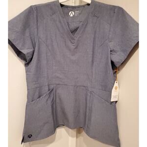 New Adar Ladies Scrub Top- Tailored Fit V-Neck Scrub size XL blue pro collection